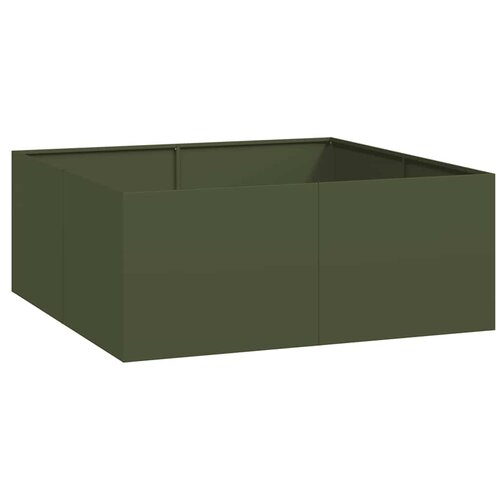 Maison Chic Cvetlični Lonec - Cvetlično korito olivno zelena 100x100x40 cm Jeklo, (21789392) Cene