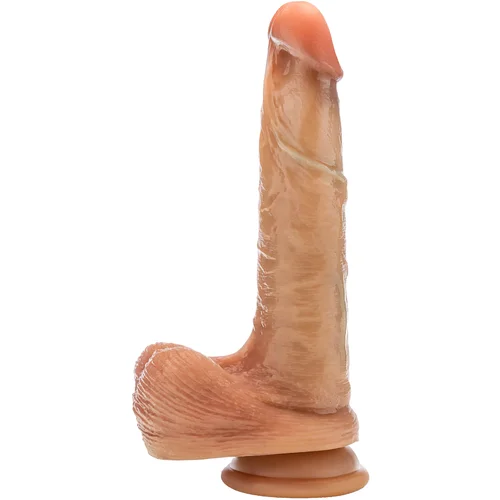 Blush Renaissance Davinci 8 Inch Sliding Foreskin Dildo with Squeezable Balls Tan