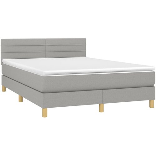  Krevet s oprugama i madracem svjetlosivi 140x190 cm od tkanine Slike