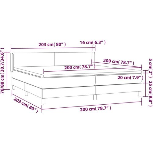  S oprugama i madracem crni 200x200 cm od tkanine Slike