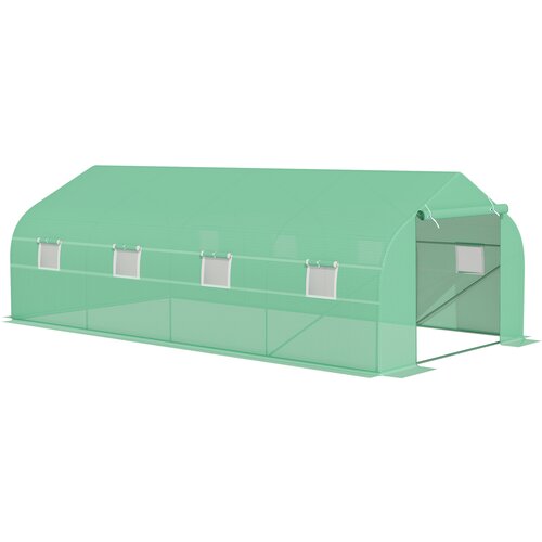 Outsunny vrtni rastlinjak 6 x 3 x 2 m s poševno streho iz PE za rastline, zelen, (20747957) Cene