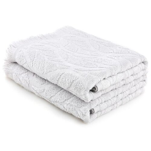 Leaf light grey light grey bath towel set (2 pieces) Slike