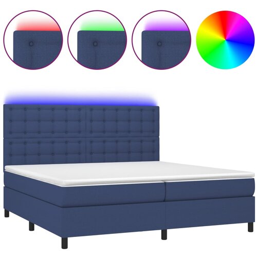 VidaXL Box spring postelja z vzmetnico LED modra 200x200 cm blago, (20851646) Slike