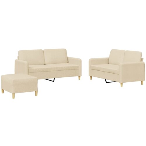 Maison Chic Sedežna garnitura - kavč 3-delna z blazinami krem blago, (21728269) Cene