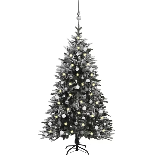 vidaXL umjetno božićno drvce LED s kuglicama i snijegom 180 cm PVC/PE