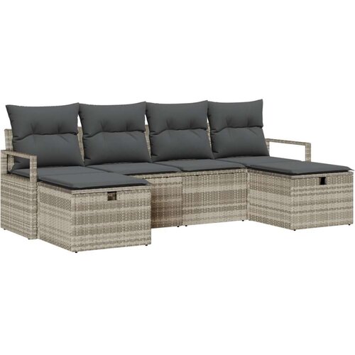  6-dijelni vrtni kauč set s jastucima svjetlosiva poli ratan  2-sjedalni vrtni kauč s pohranom i jastucima sivi poli ratan Cijene