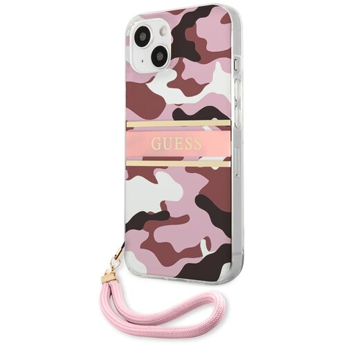 Guess Ohi&amp;scaron;je za Apple iPhone 13 Camo z najlonskim trakom, Roza, (21244184) Slike