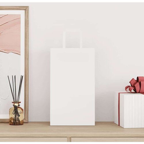 VidaXL Papirnate vrećice 250 kom s ručkama bijele 21x11x36 cm Slike