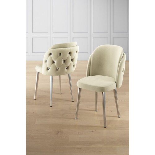 Hanah home set trpezarijskih stolica Axle 8 kom, krem tkanina Babyface, hromirane metalne noge Cene