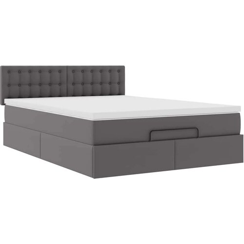 VidaXL otomanski okvir kreveta s madracem sivi 140x200cm umjetna koža Slike