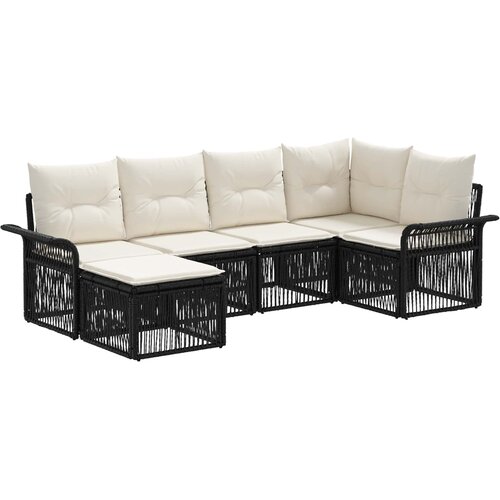 vidaXL Vrtna sedežna garnitura 6 pcs Črna poli ratan, (5000272480) Cene