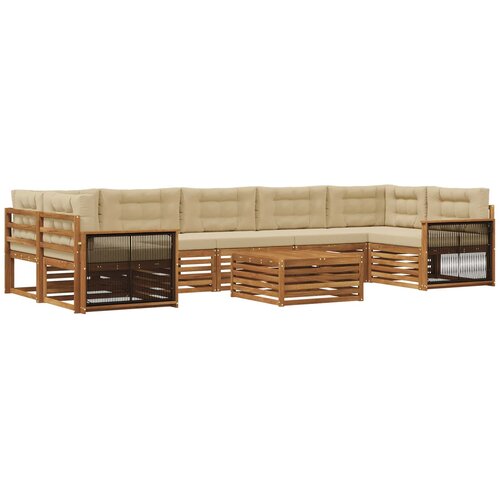 vidaXL Zunanja garnitura za sedenje z blazino 8 pcs Naravna in bež, (5000270217) Cene