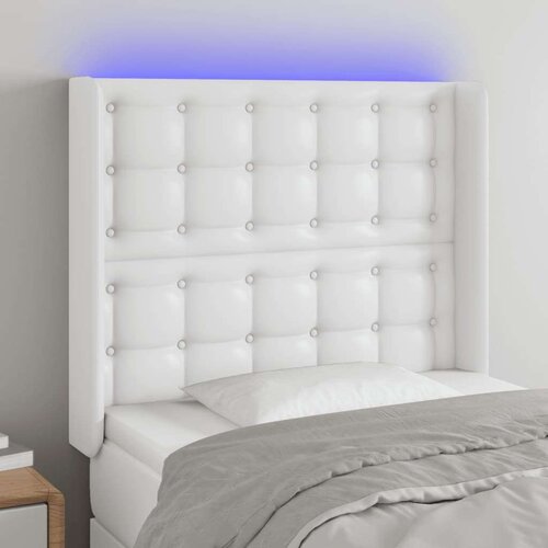  Uzglavlje bijelo 83x16x118/128 cm od umjetne kože Slike