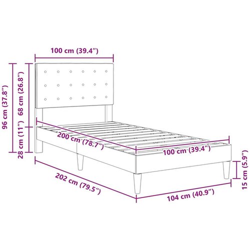  Okvir za krevet s uzglavljem Plava 100 x 200 cm Tkanina - Plava 100 x 200 cm Slike