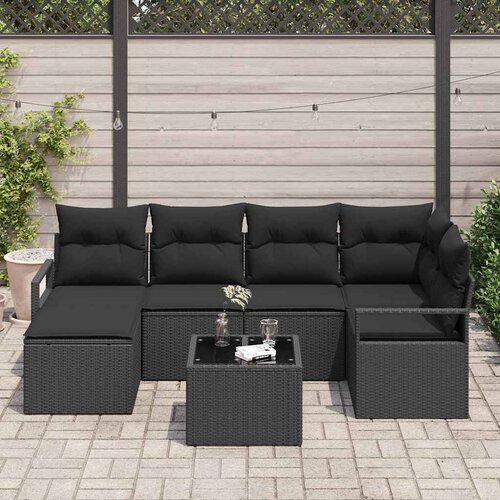  Set sofe 7 kom. Crna poliratan 232 x 122 x 85 cm Slike
