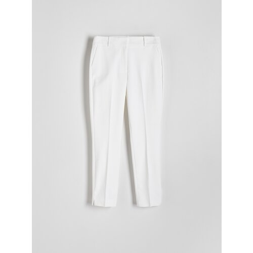 Reserved - Plisirane hlače cigareta kroja - bijela Cijene