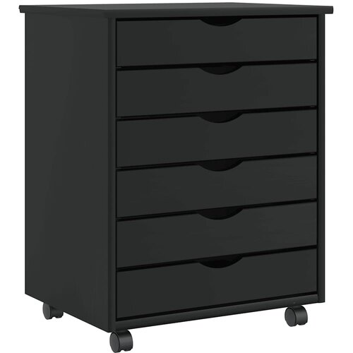 vidaXL Rolling Cabinet s predali MOSS Black Masivni les borovega lesa Cene