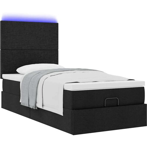 VidaXL Otomanski okvir kreveta s madraca crni 90x190cm od tkanine Slike