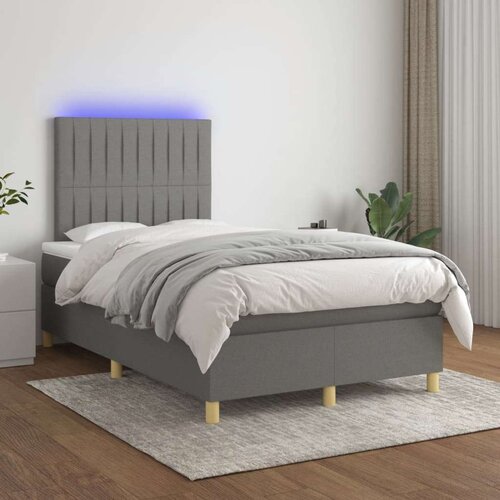  Box spring postelja z vzmetnico LED temno siva 120x200 cm blago, (20724765) Cene