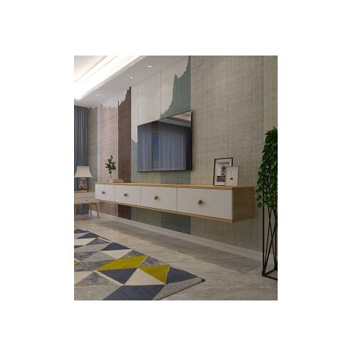 Hanah home tv polica zuzu double sapphire oak white Slike