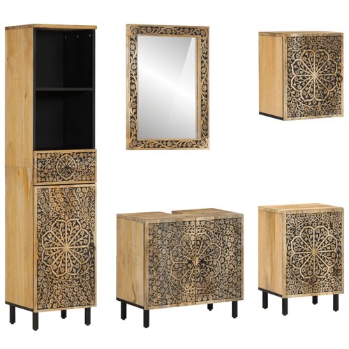 vidaXL 5-dijelni set kupaonskog namještaja od masivnog drva manga Cene