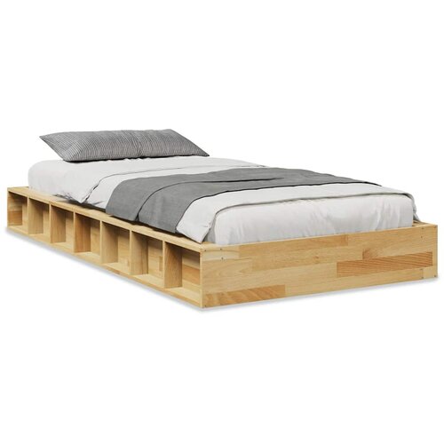 Maison Chic Posteljni okvir - Enojna postelja - Postelja za odrasle brez vzmetnice 75x190 cm masivni les hrast-J11015, (21766313) Slike