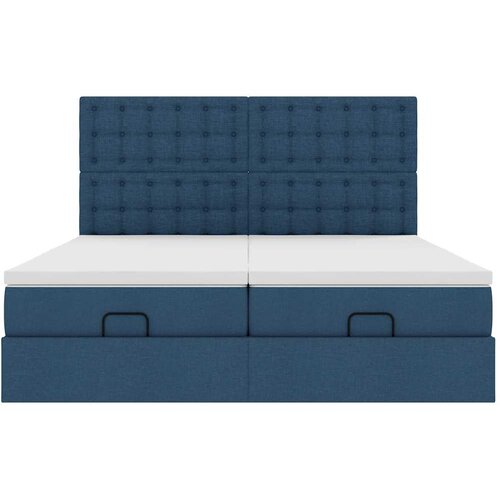  Ottoman krevet s madracima plavi 160x200 cm tkanina Slike