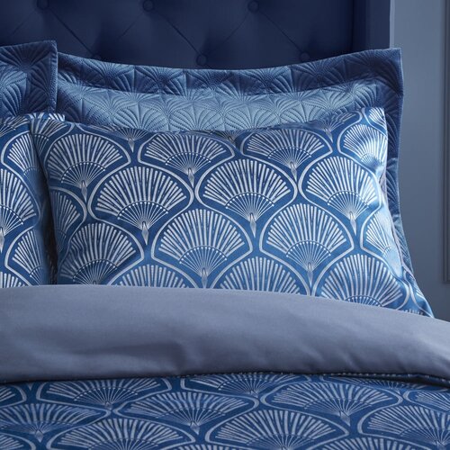 Catherine Lansfield Modra podalj&amp;scaron;ana posteljnina za zakonsko posteljo 230x220 cm Art Deco Pearl &amp;ndash; Slike