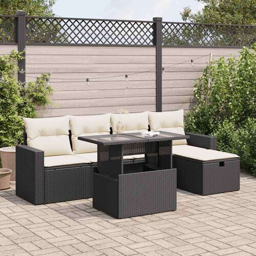  6-dijelni set vrtnih sofa s jastucima crni od poliratana Cijene