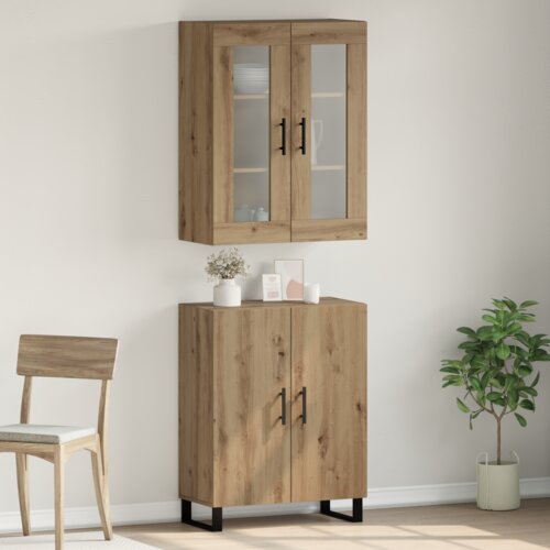 vidaXL Highboard hrast artisan Set od dva dijela Konstruirano drvo Cijene