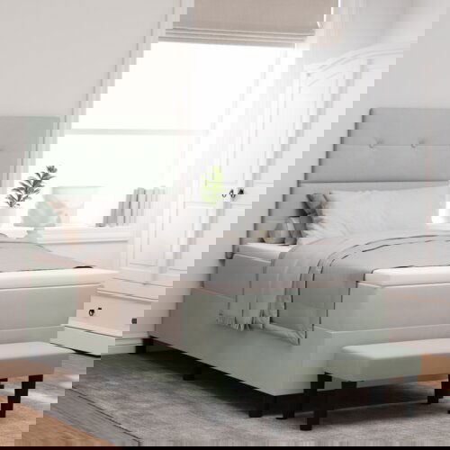 Boxspring krevet s madracem i klupom svjetlosiva 80x200 cm baršun Cijene