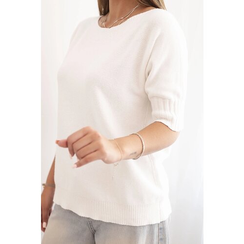 Kesi Włoski Women&amp;#039;s short-sleeve viscose sweater ecru Slike