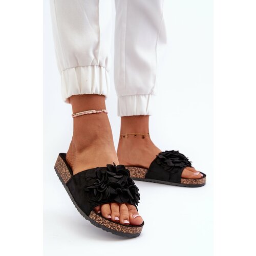 Kesi Women's slippers on a cork platform made of eco-friendly suede, black Jaihini Slike