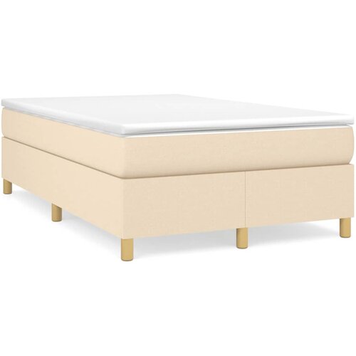 VidaXL Box spring postelja z vzmetnico krem 120x190 cm blago Slike