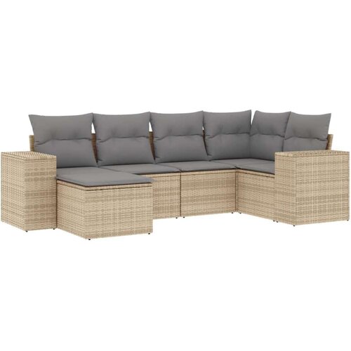 VidaXL 6-dijelni set vrtnih sofa s jastucima bež od poliratana Slike