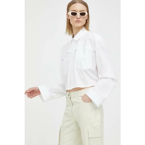 Remain Pamučna košulja za žene, boja: bijela, relaxed, s klasičnim ovratnikom