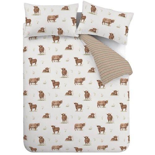 Catherine Lansfield Smeđa/bež posteljina za krevet za jednu osobu 135x200 cm Angus Highland Cow – Cijene