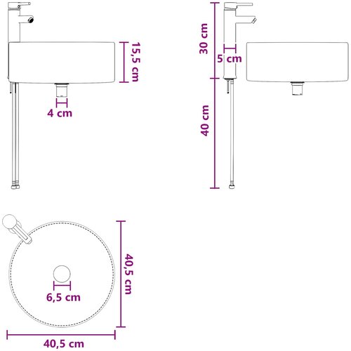  Umivaonik za kupaonicu Mat Crna 40,5 x 40,5 x 15,5 cm Metal Slike