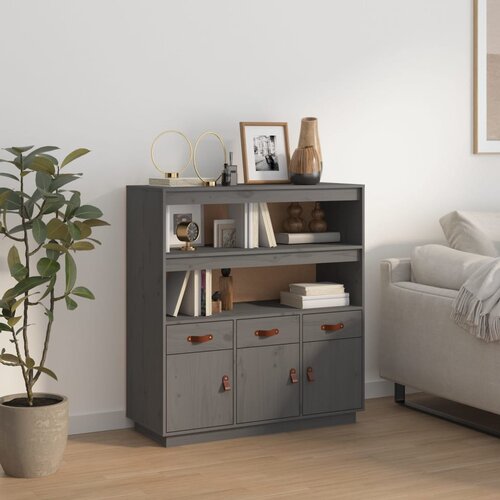 vidaXL Visoka komoda siva 100 x 40 x 108,5 cm od masivne borovine Cijene