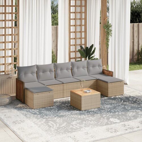 vidaXL 8-dijelni set vrtnih sofa od poliratana s jastucima bež Cijene