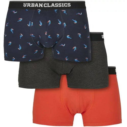 Urban Classics Plus Size Boxer Shorts 3-Pack bird aop + boxer orange + cha