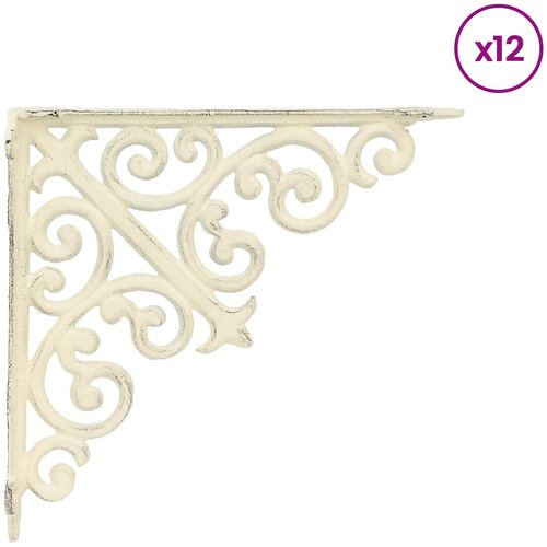 Nosači za zidne police 12 kom. Antič White 24 x 24 x 3,5 cm Slike