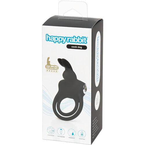 Happy Rabbit Cock - vodootporni, punjivi prsten za penis i testise (crni) Cijene