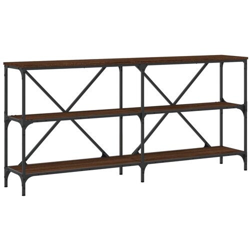 Maison Chic konzolna miza - miza ob steni rjav hrast 160x30x75cm inženirski les in železo, (21786293) Cene