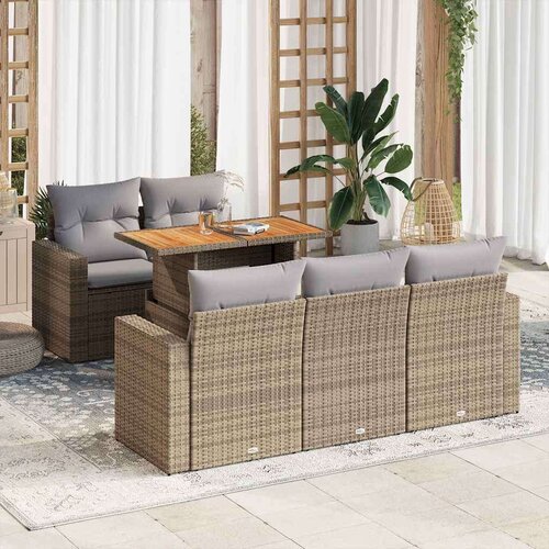 VidaXL 6-dijelni set vrtnih sofa s jastucima bež od poliratana Slike