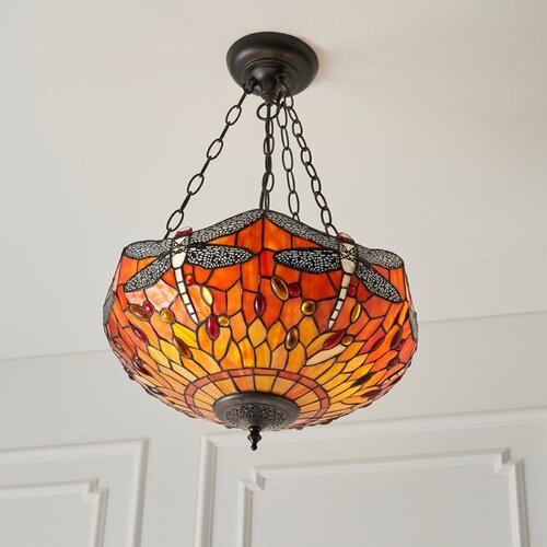 Endon 64076 - Luster na lancu Tiffany DRAGONFLY 3xE27/60W/230V, prečnik 41 cm Slike