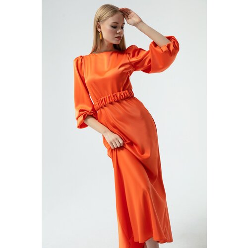 Lafaba Women&amp;#039;s Orange Long Balloon Sleeve Engagement Dress Slike