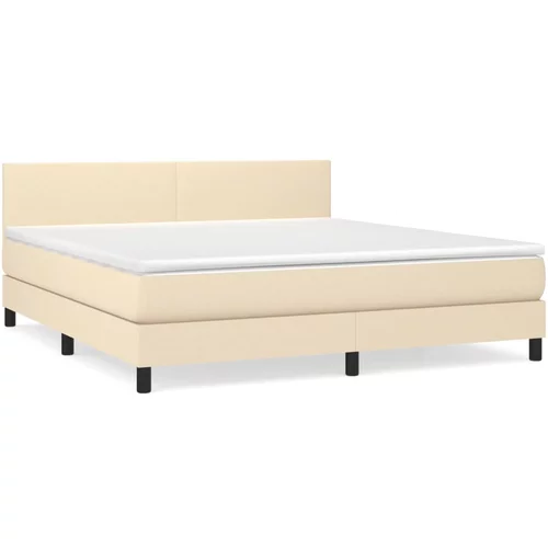 vidaXL Box spring postelja z vzmetnico krem 180x200 cm blago, (20892617)