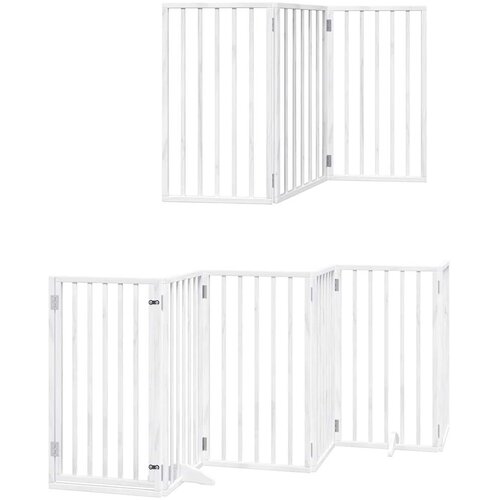  Vrata za pse s vrata&amp;scaron;cima 9 panela sklopiva 450 cm drvo topole Bijela 50 x 90 x 2 cm Slike