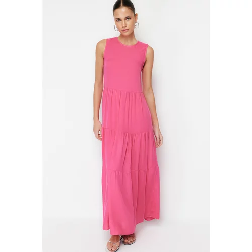 Trendyol Pink Straight Cut Sleeveless Woven Dress
